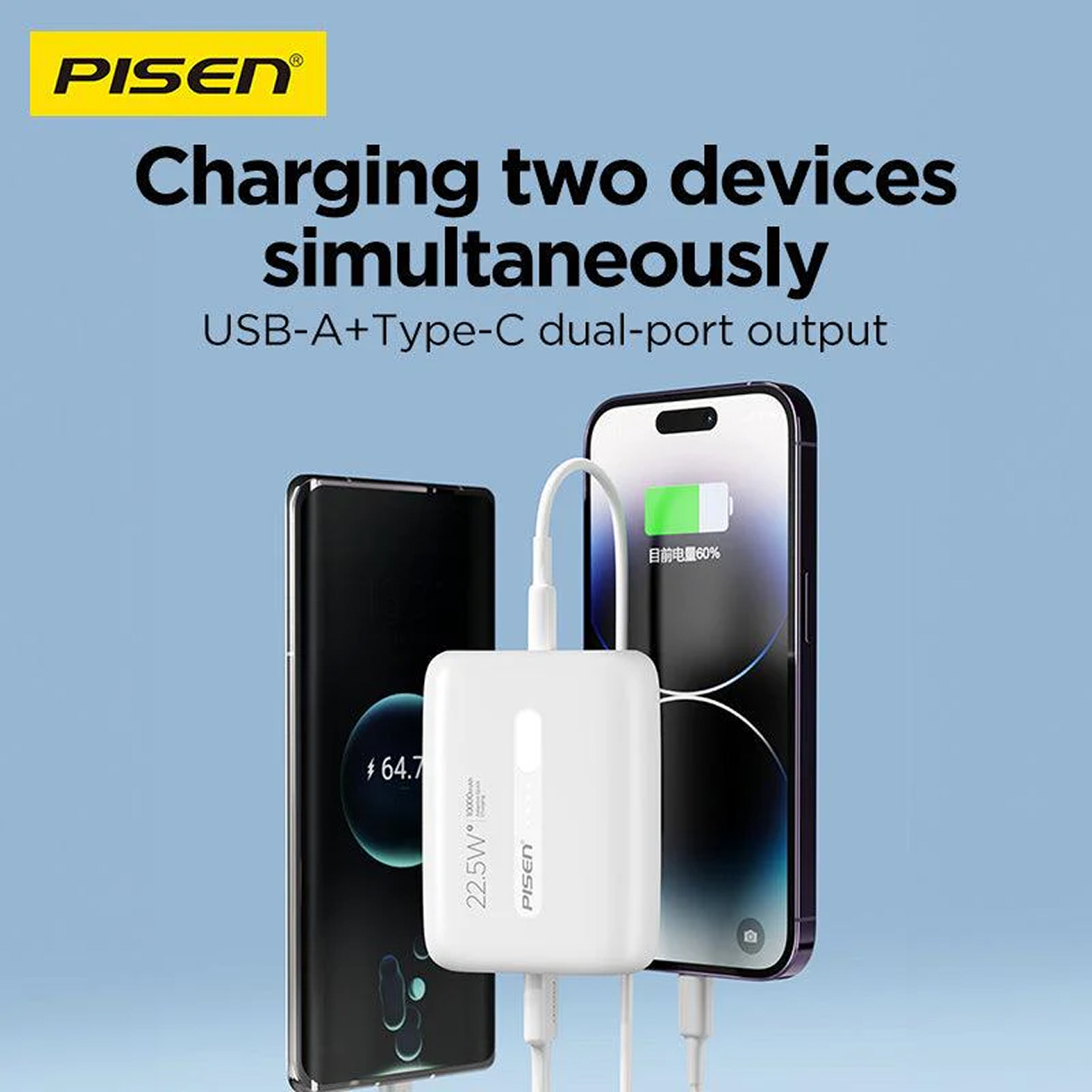 Pisen Powerbank 10000mAh 1A 1C 22.5W - Black TS-D330