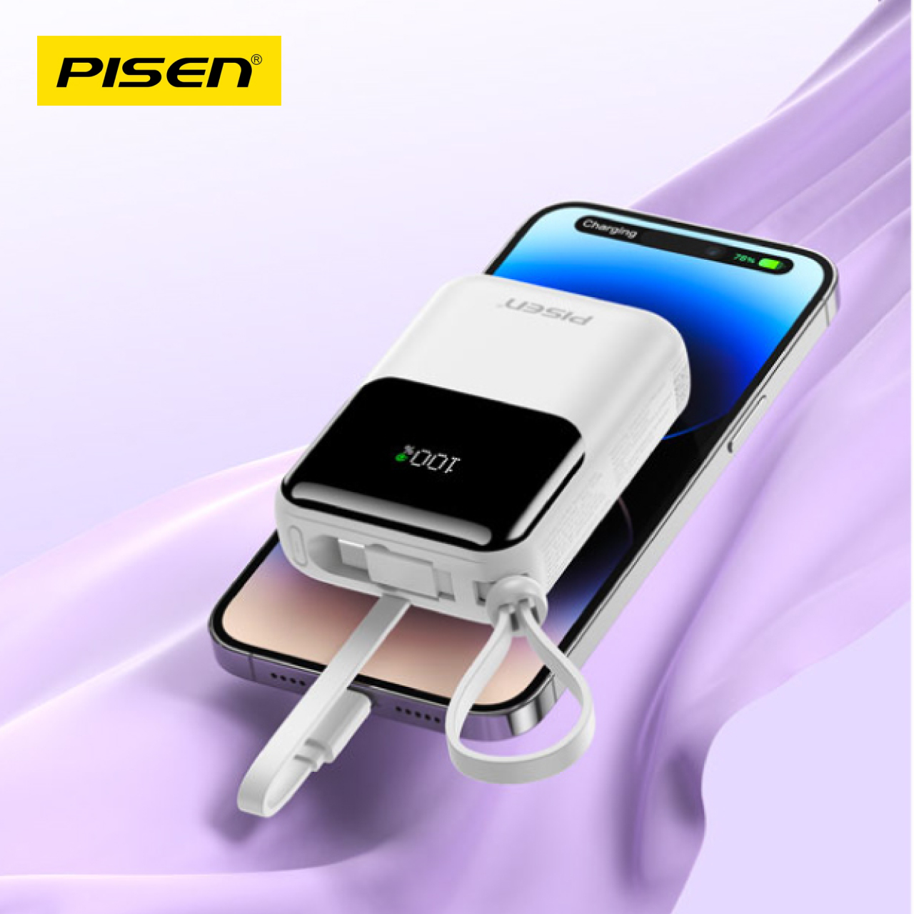 Pisen Powerbank 10000mAh 1A 1C + Built-in USB C & Lightning 22.5W - Black TP-D096