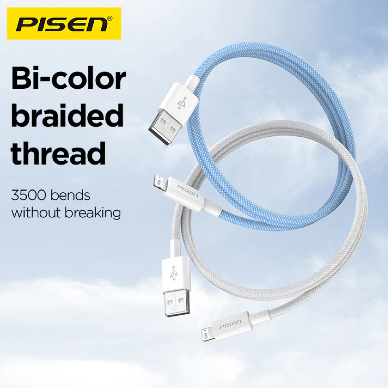 Pisen Kabel Charger USB A - Lightning 12W Vivid Braided 1m - Gray AL34-1000