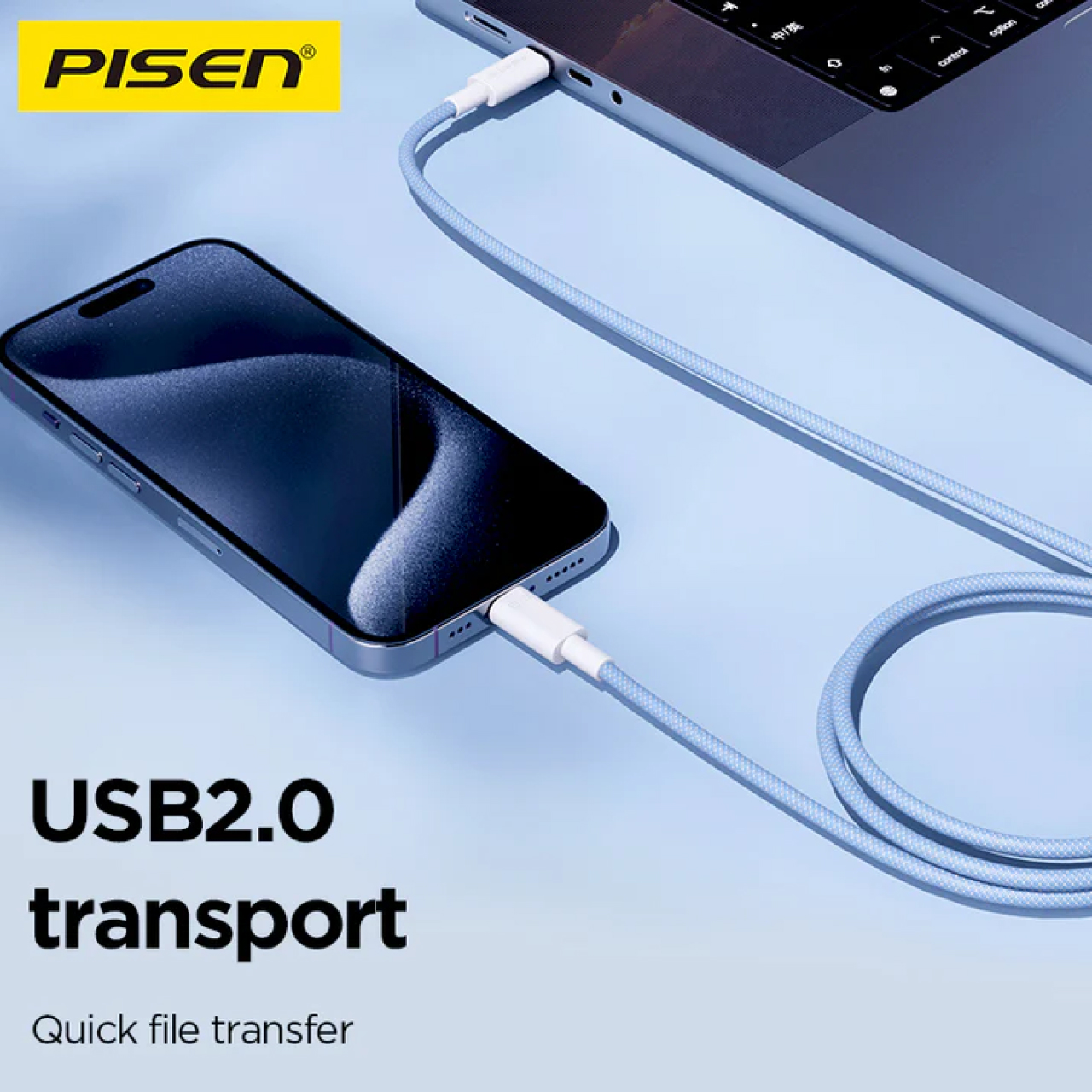 Pisen Kabel Charger USB C - Lightning 27W Vivid Braided 1m - Gray CL-PD10-1000