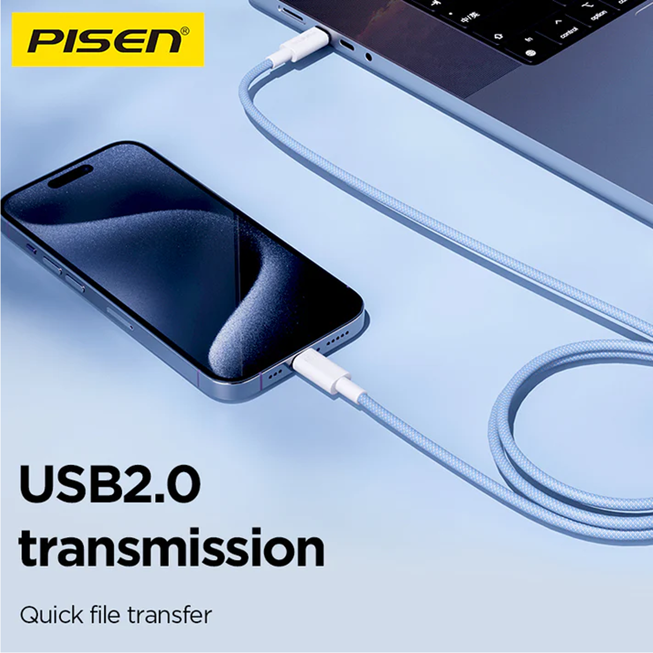 Pisen Kabel Charger USB C - USB C 100W Vivid Braided 1m - Gray CC12-1000