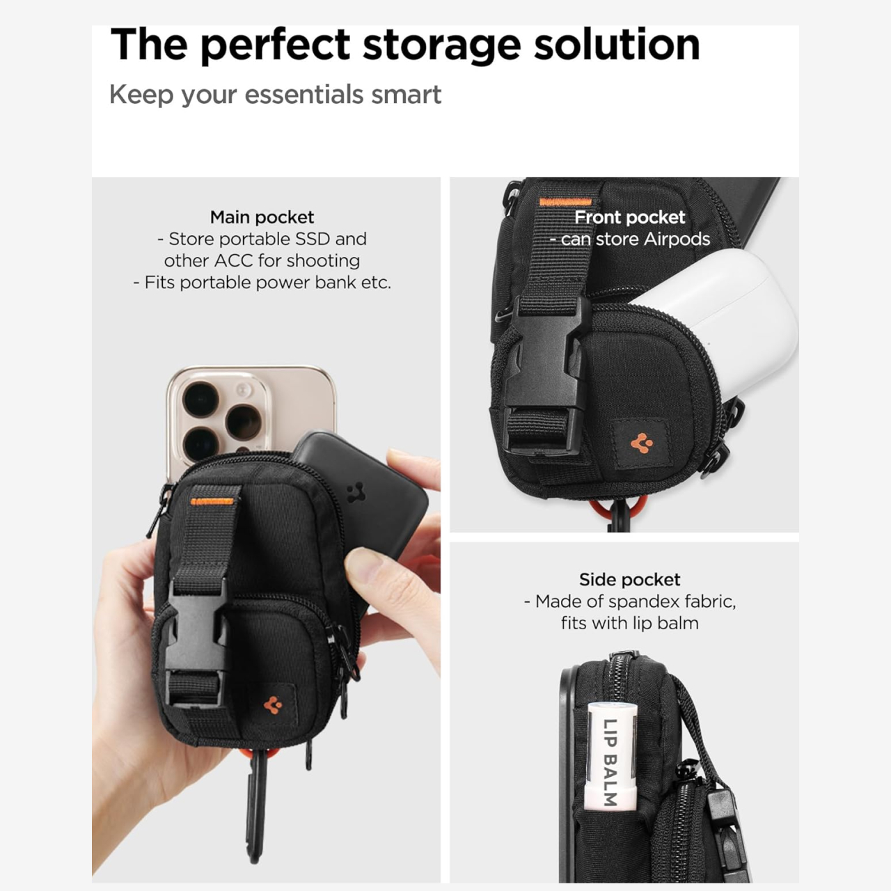 Spigen Card Holder Magsafe Portable Organizer Pouch SnapZip MagFit - Black AFA09338