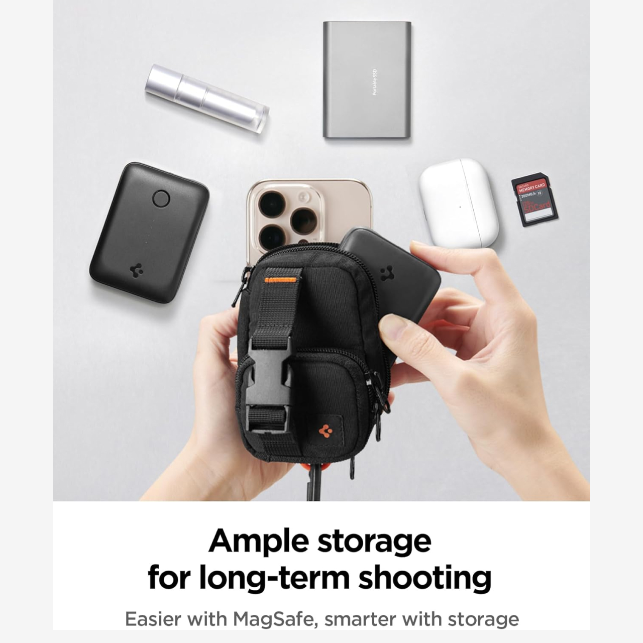 Spigen Card Holder Magsafe Portable Organizer Pouch SnapZip MagFit - Black AFA09338
