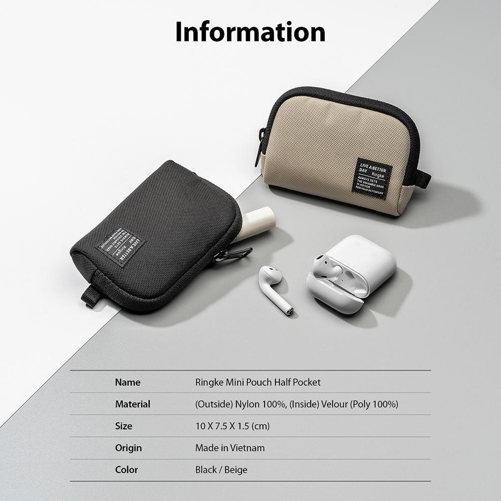 Case Airpods / Mini Pouch Cable Ringke Half Pocket Card Slot Nylon Bag