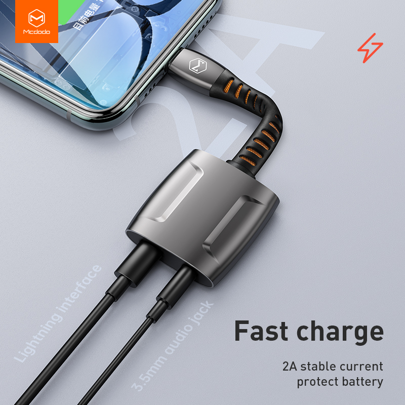 Adapter 2in1 MCDODO Lightning + Jack 3.5mm AUX Audio Spliter Converter