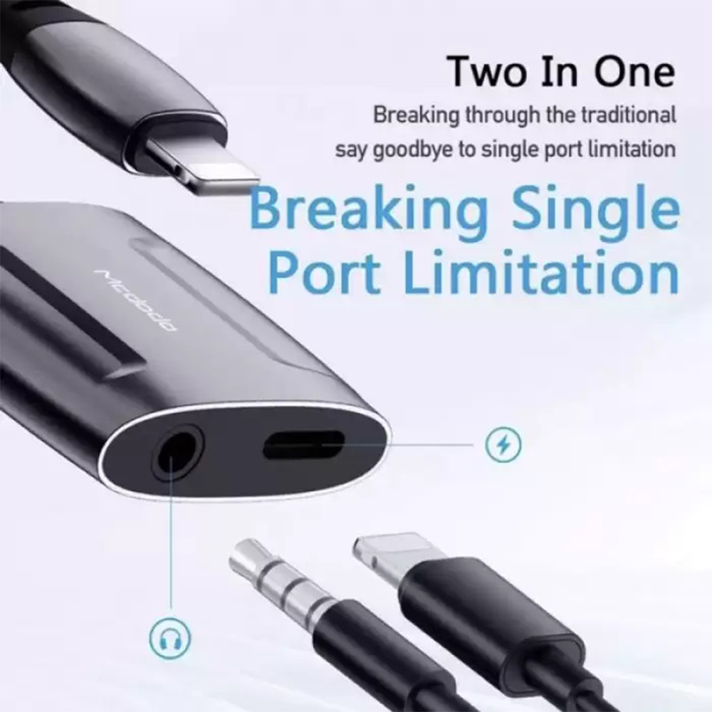 Adapter 2in1 MCDODO Lightning + Jack 3.5mm AUX Audio Spliter Converter