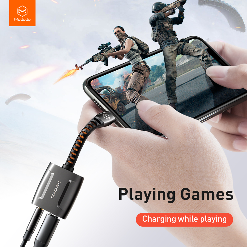 Adapter 2in1 MCDODO Lightning + Jack 3.5mm AUX Audio Spliter Converter