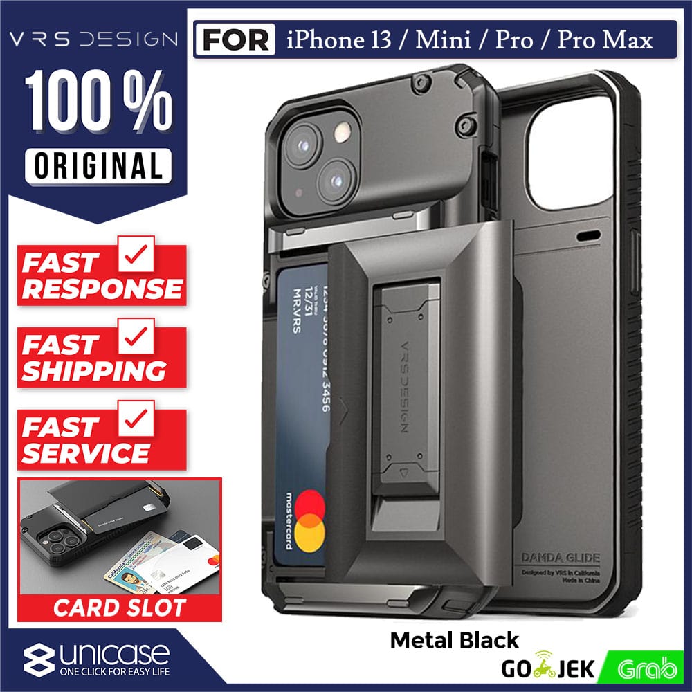 Case iPhone 13 Pro Max Mini VRS Damda Glide Hybrid Card Slot Stand