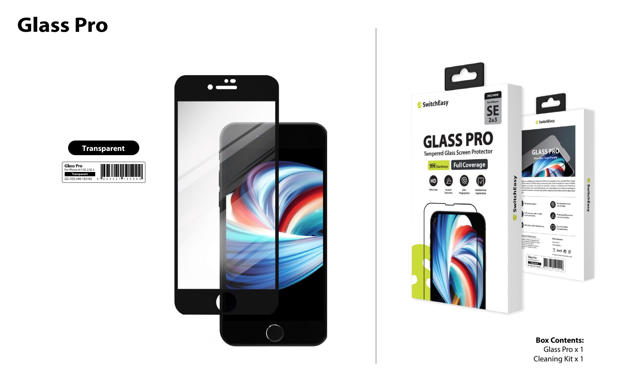 Tempered Glass iPhone SE 3 2022/2020 8/7 SwitchEasy Glass Pro FC Clear
