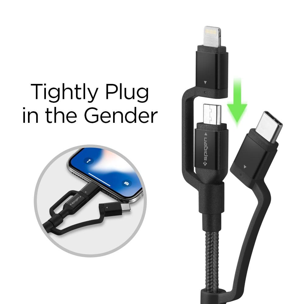 Spigen Cable USB-C + Micro + Lightning Essential C10i3 ORIGINAL Kabel