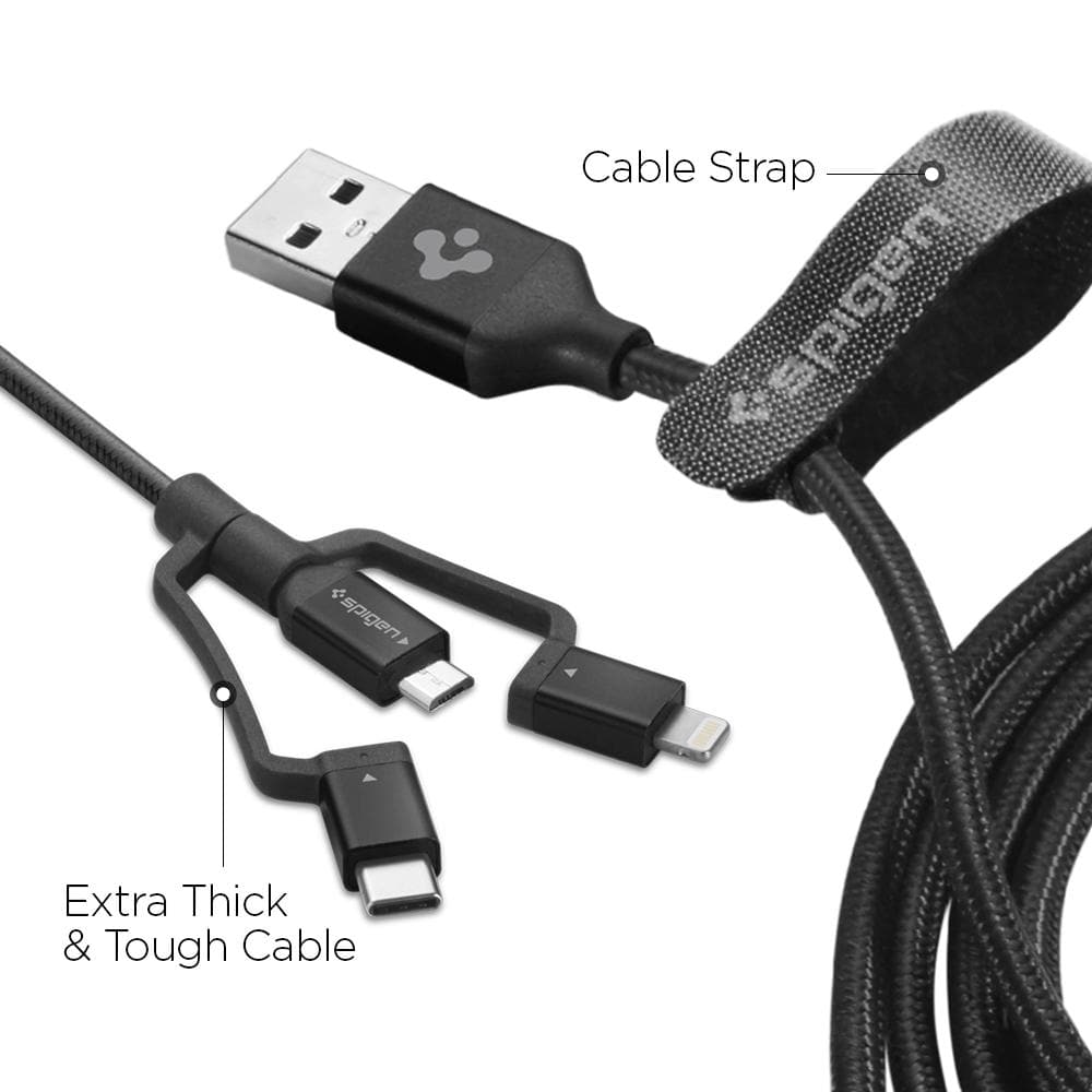 Spigen Cable USB-C + Micro + Lightning Essential C10i3 ORIGINAL Kabel