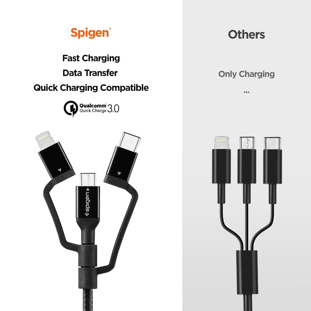 Spigen Cable USB-C + Micro + Lightning Essential C10i3 ORIGINAL Kabel
