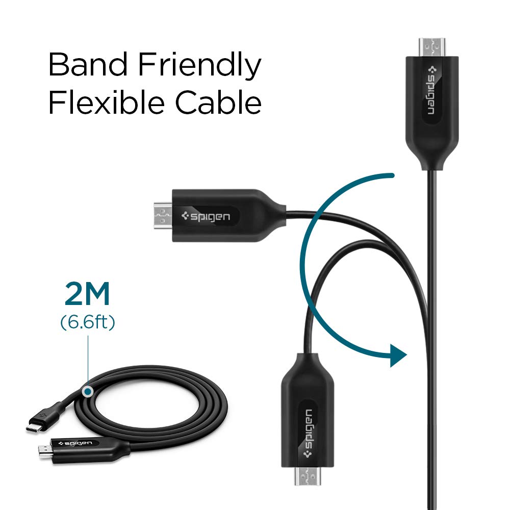 Spigen HDMI to USB Type C Cable 3.1 Essential C21CH (4K 60Hz / UHD) - Rubber - 2m - Black - 000CA25552