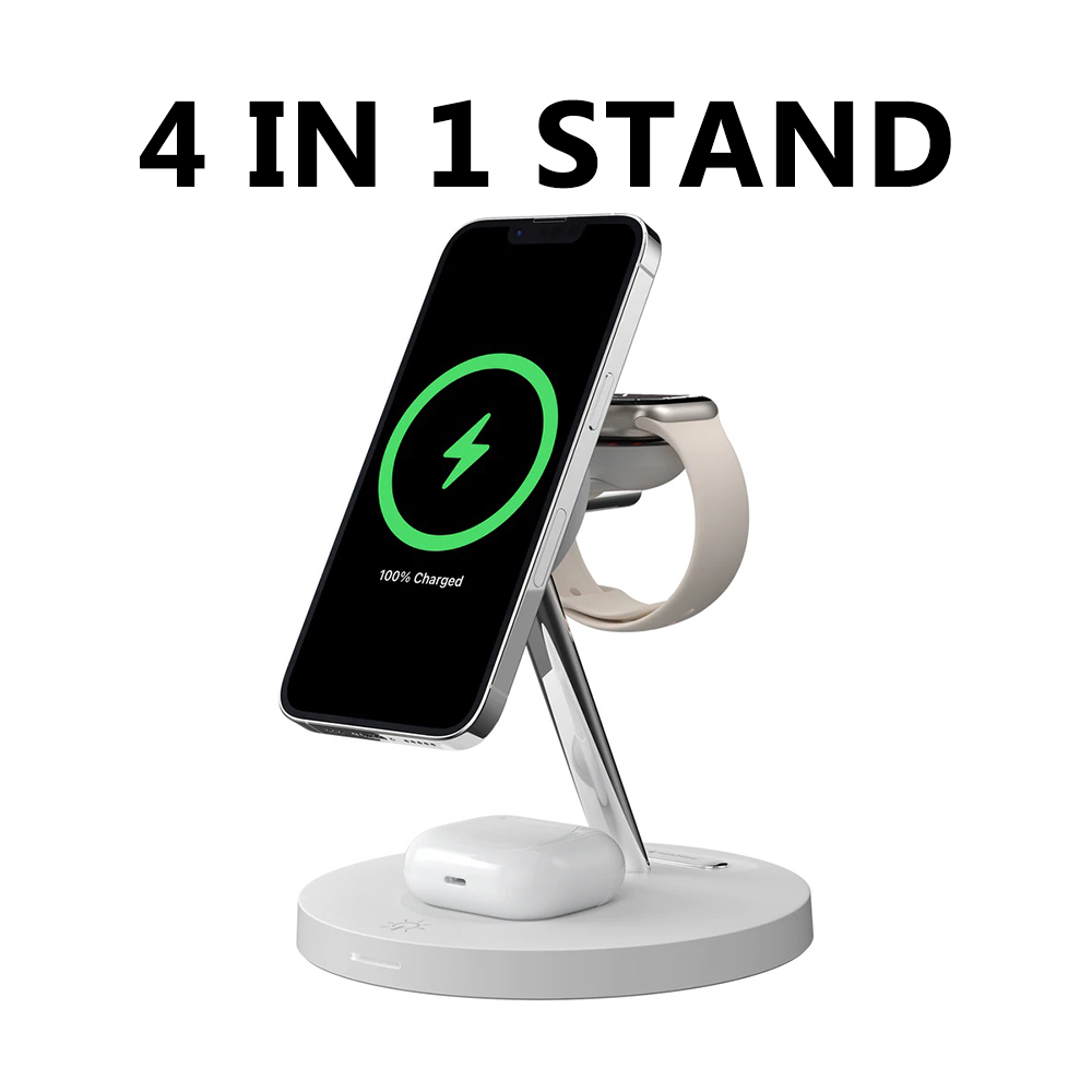 SwitchEasy MagPower 4 in 1 Magnetic Wireless Charging Stand - White GS-103-235-290-12