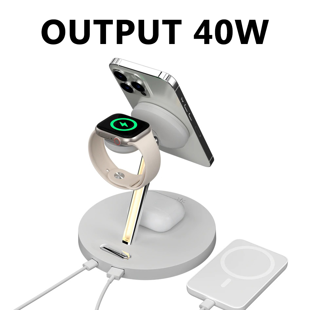 SwitchEasy MagPower 4 in 1 Magnetic Wireless Charging Stand - White GS-103-235-290-12