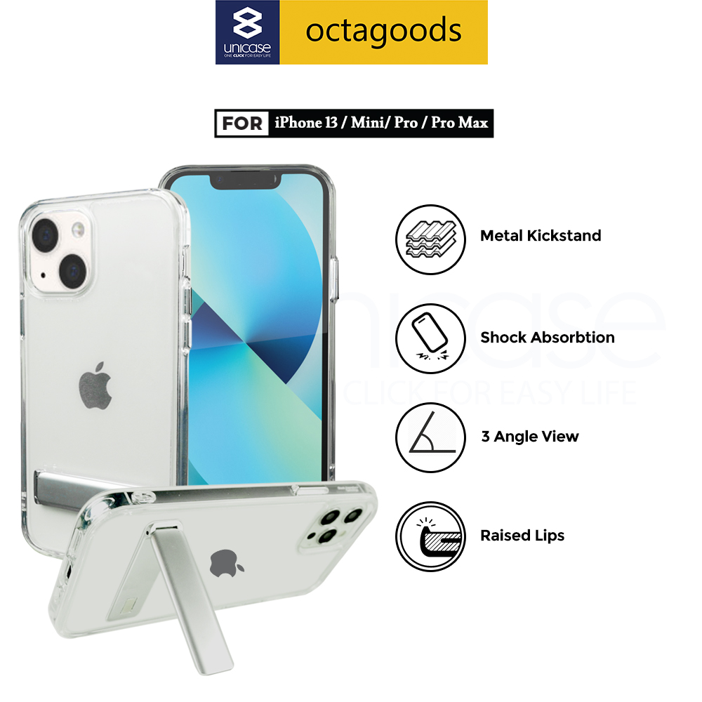 Case iPhone 13 Pro Max Mini Octagoods Hybrid S Clear Slim Stand Casing