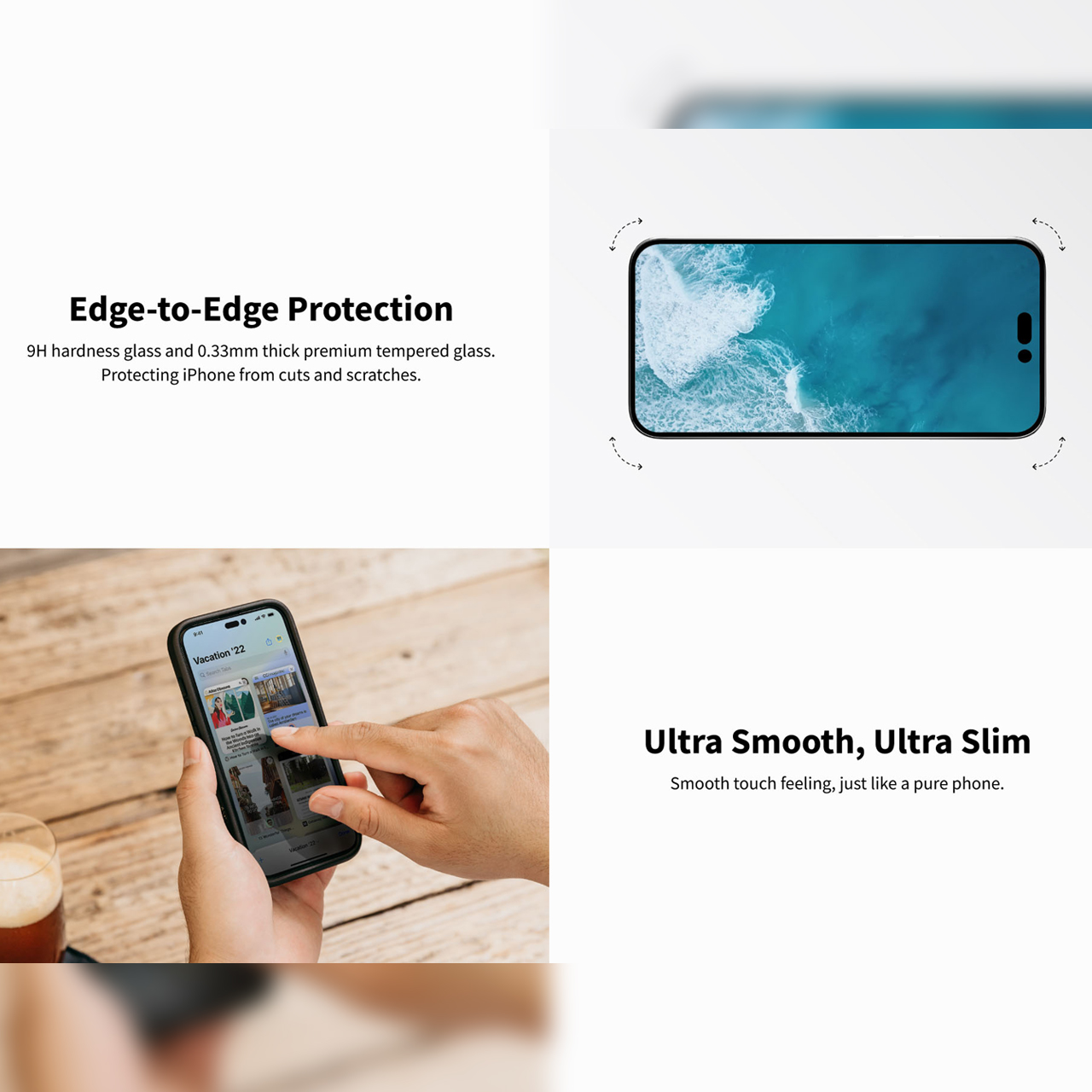 Tempered Glass iPhone 14/13 Pro Max Plus SwitchEasy Full Cover Clear Anti Spy