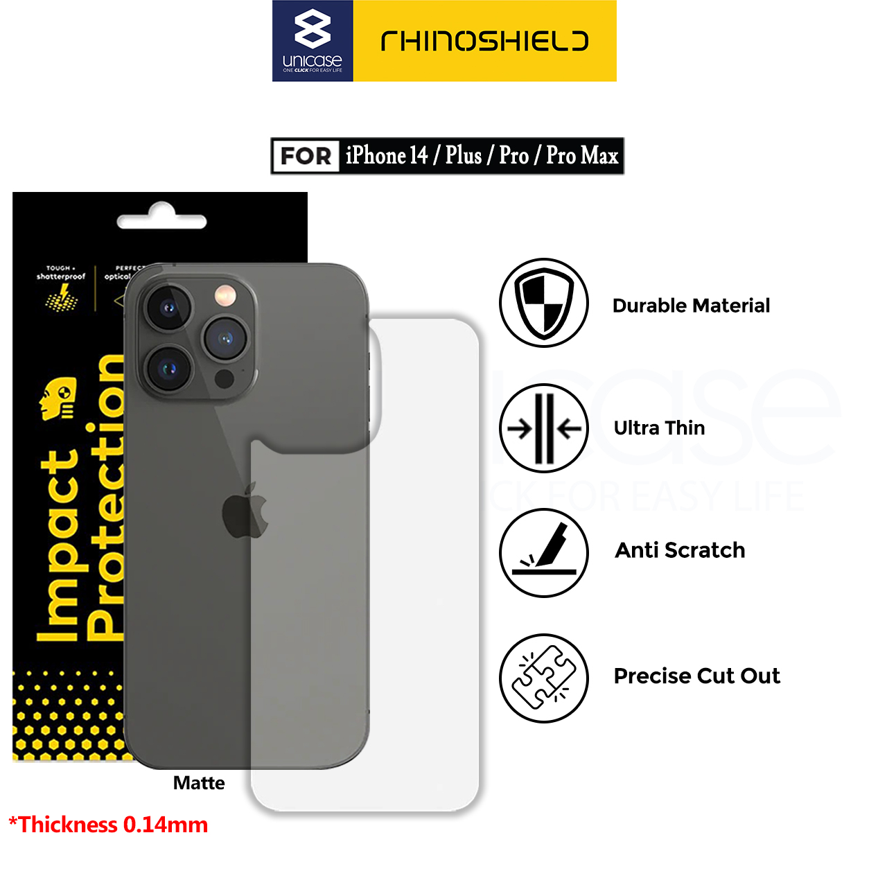 Garskin iPhone 14 Pro Max Plus Rhinoshield Back Skin Anti Gores Clear