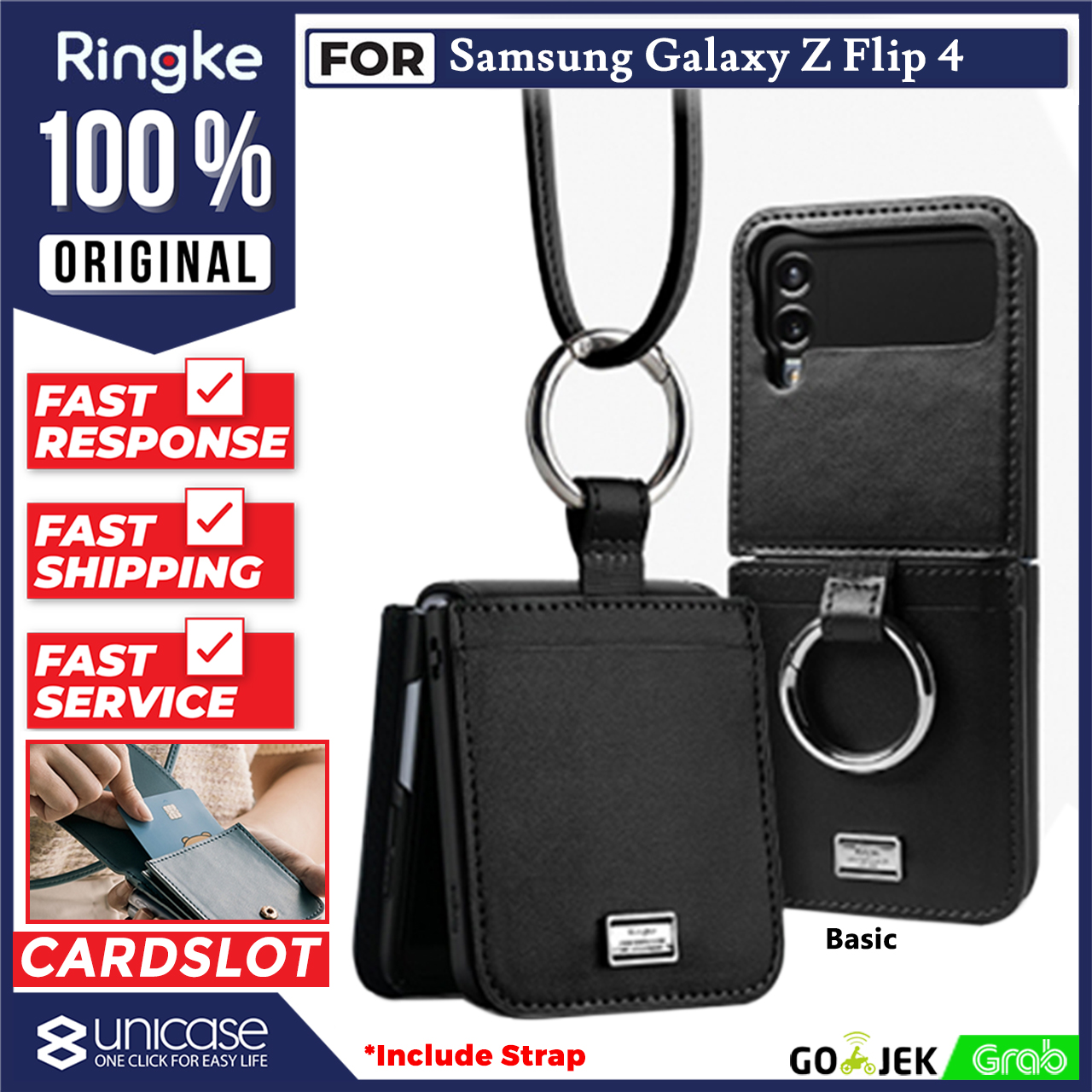 Case Galaxy Z Flip 4 Ringke Folio Signature Leather Wallet Card Casing