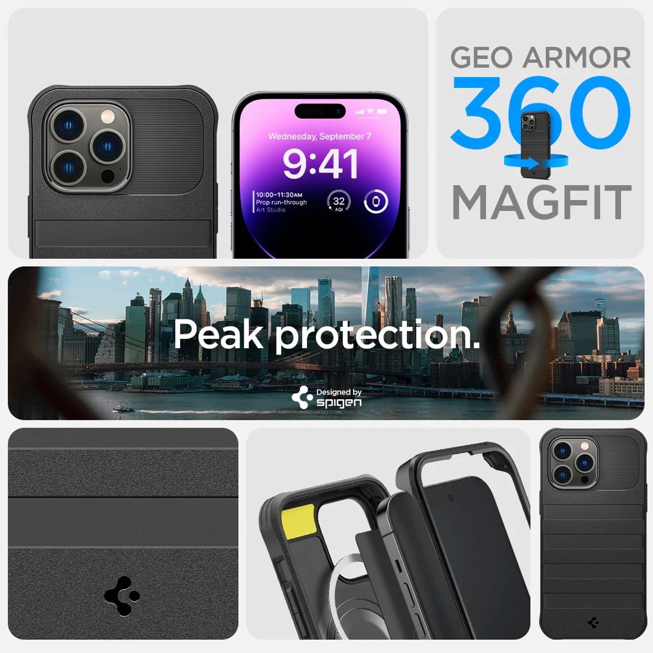 Case iPhone 14 Pro Max Plus Spigen Geo Armor MagSafe 360 Full Cover