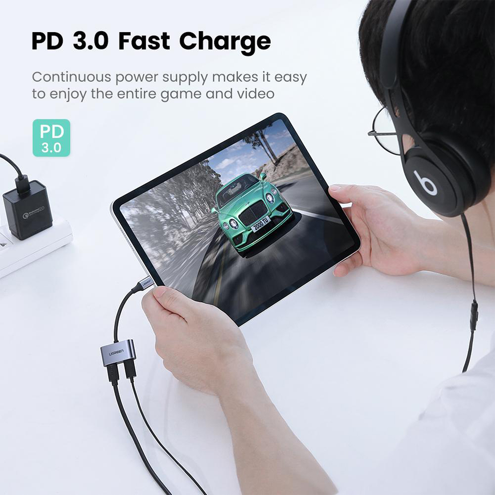 UGREEN Adapter Converter USB C to USB Type C + USB Type C Audio - Gray Aluminium CM232 60165