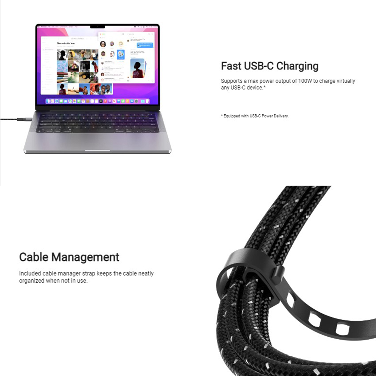 Cable Data USB Type C to C MagEasy Link Line PD 100W/60W Fast Charging