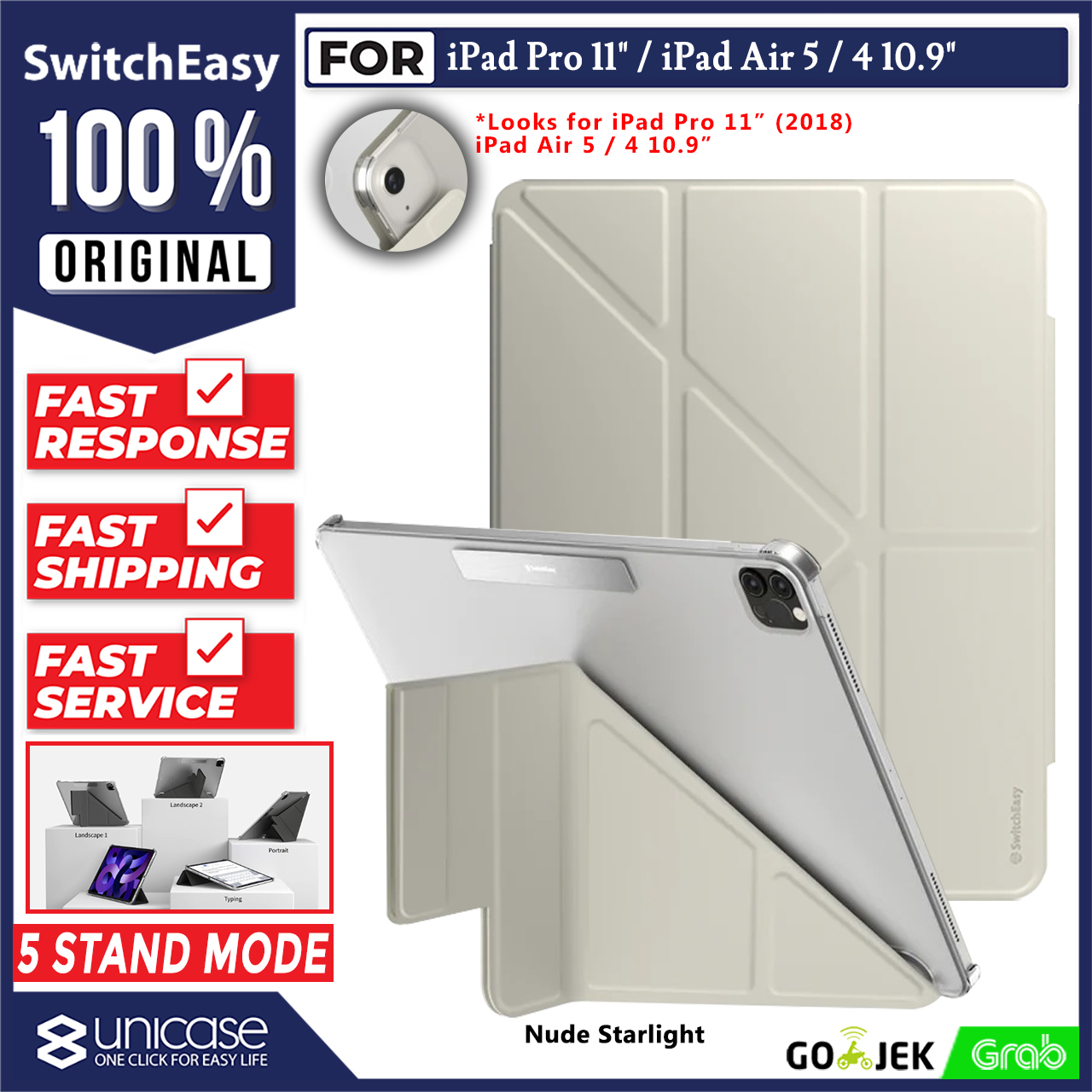 Case iPad Pro 11/Air 5/4 10.9 2022 SwitchEasy Origami Stand Flip Cover