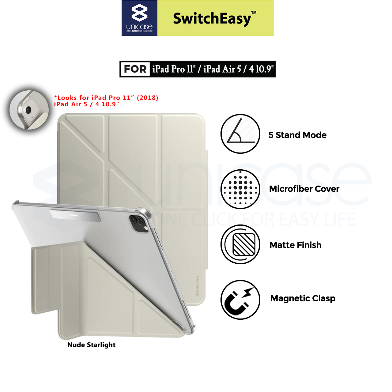 Case iPad Pro 11/Air 5/4 10.9 2022 SwitchEasy Origami Stand Flip Cover