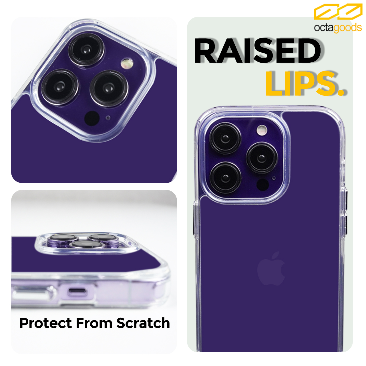 Case iPhone 14 Pro Max Plus OctaGoods Hybrid S Slim Clear Stand Casing