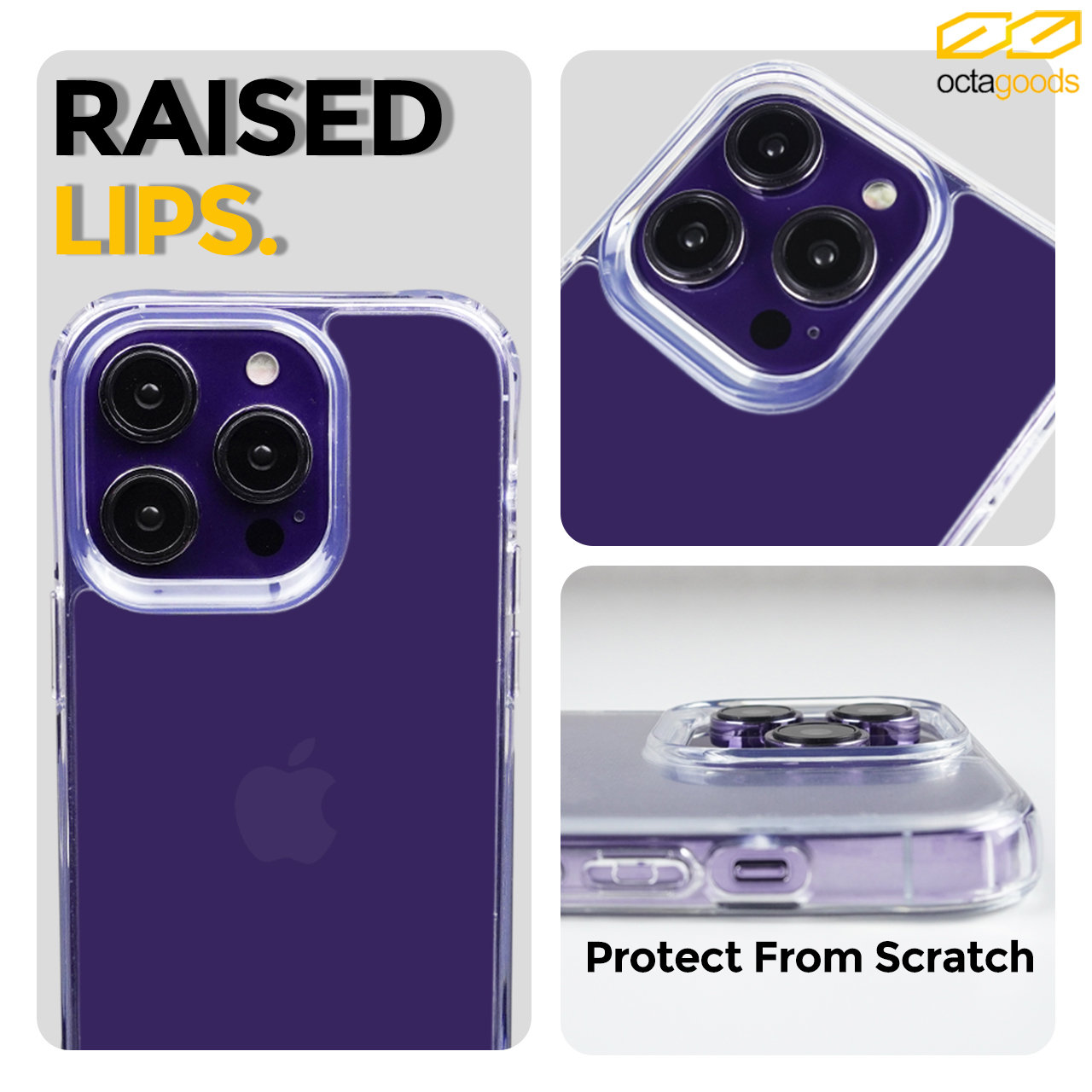 Case iPhone 14 Pro Max Plus OctaGoods Dual Clear X Anti Crack Casing