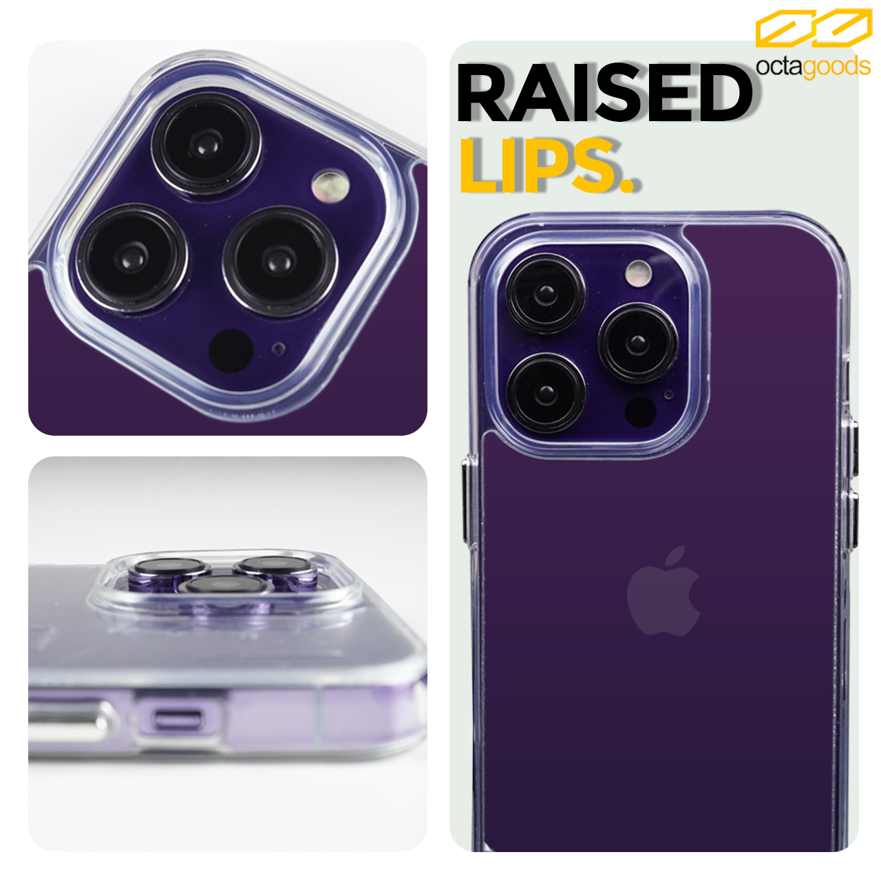 Case iPhone 14 Pro Max Plus OctaGoods Dual Tough Hybrid Clear Casing