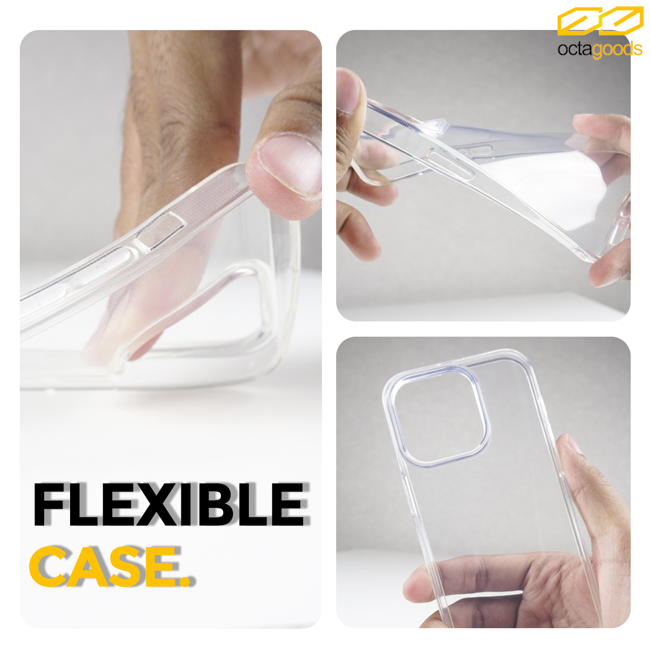 Case iPhone 14 Pro Max Plus OctaGoods Silicone Slim Clear Soft Casing
