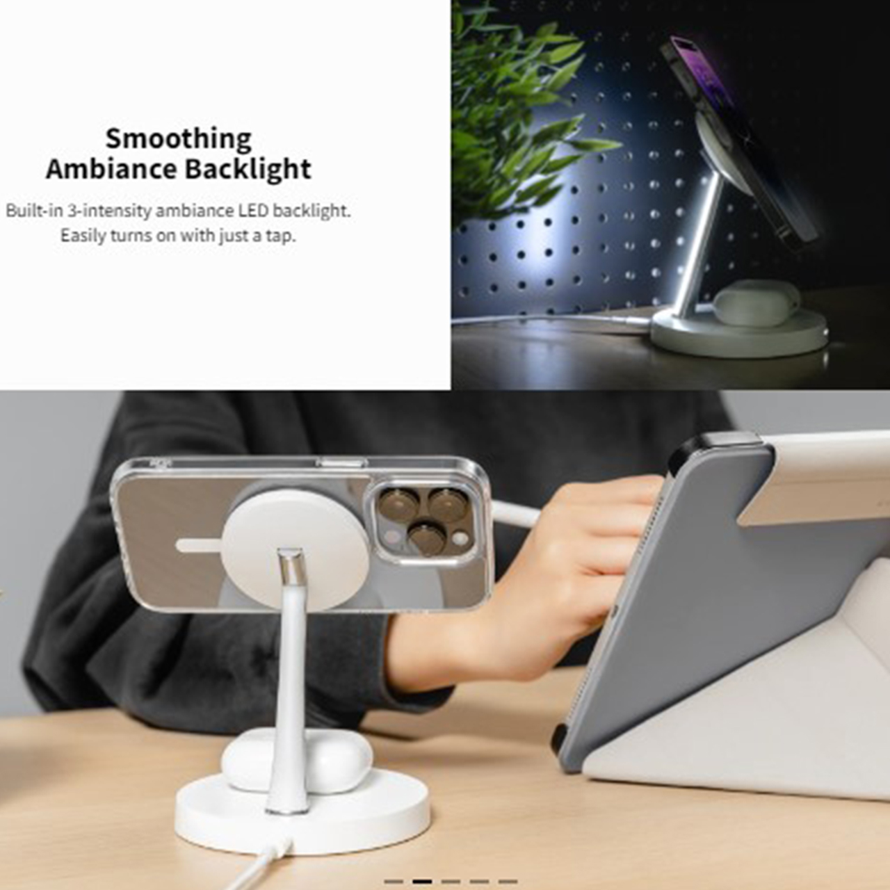 Magnetic Wireless Charging SwitchEasy MagPower 2 in 1 Stand Dock Pad