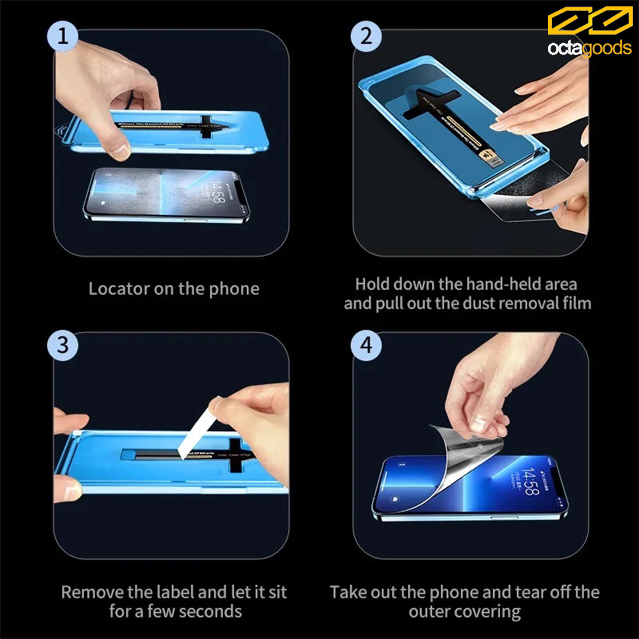 Tempered Glass iPhone 14/13 Pro Max Plus Octagoods FC Clear 2.5D Tray