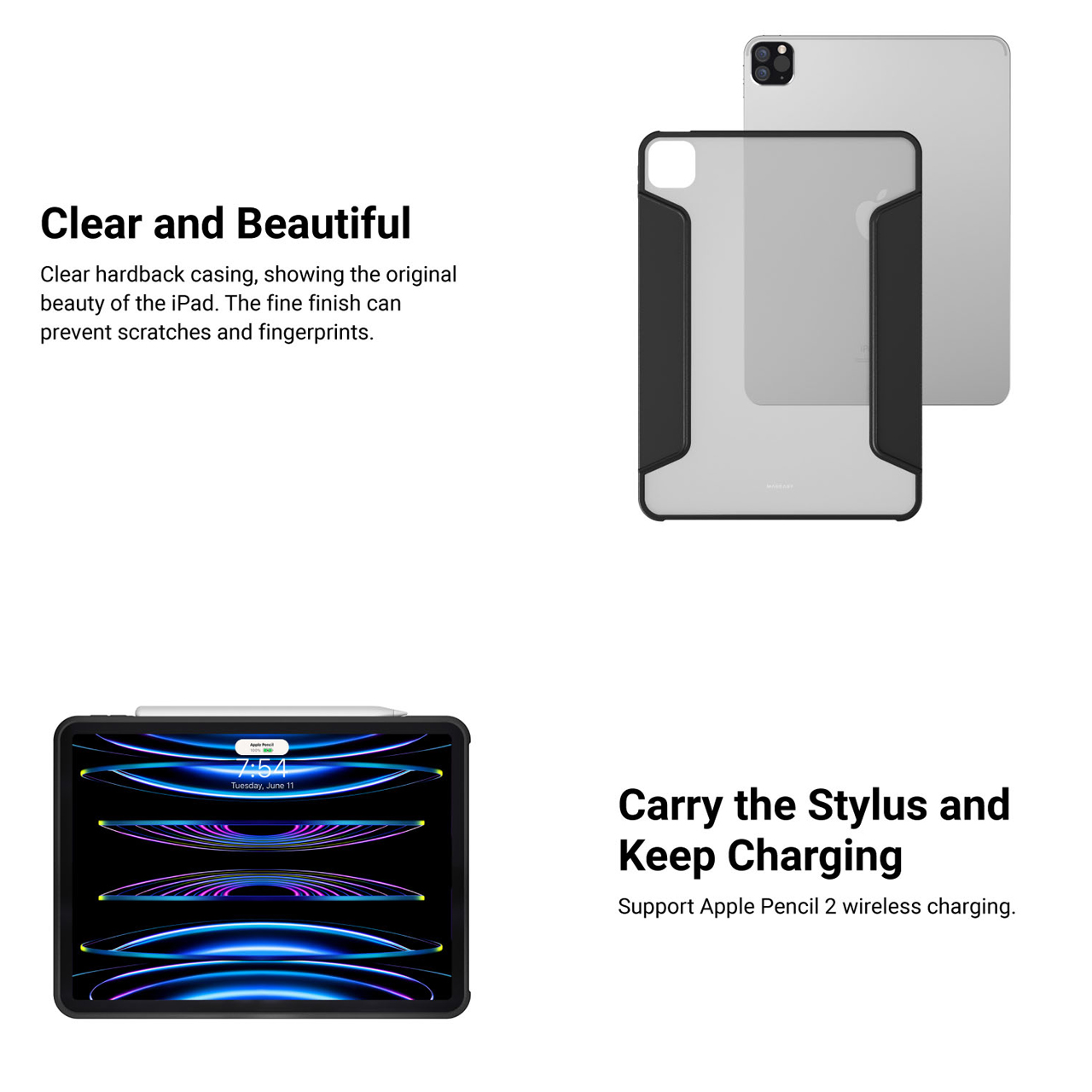 Case iPad Pro 12.9 2022/2021 MagEasy VIVAZ Hybrid Clear Cover Casing