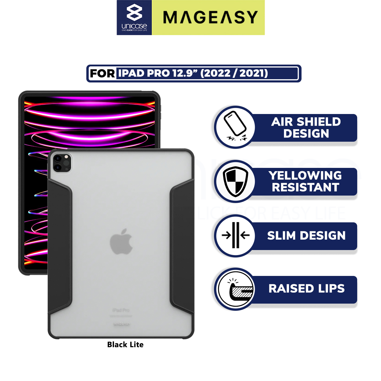 Case iPad Pro 12.9 2022/2021 MagEasy VIVAZ Hybrid Clear Cover Casing