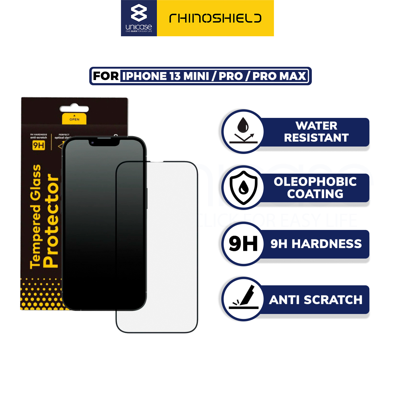 Tempered Glass iPhone 14/13 Mini Pro Max Plus Rhinoshield Clear Full