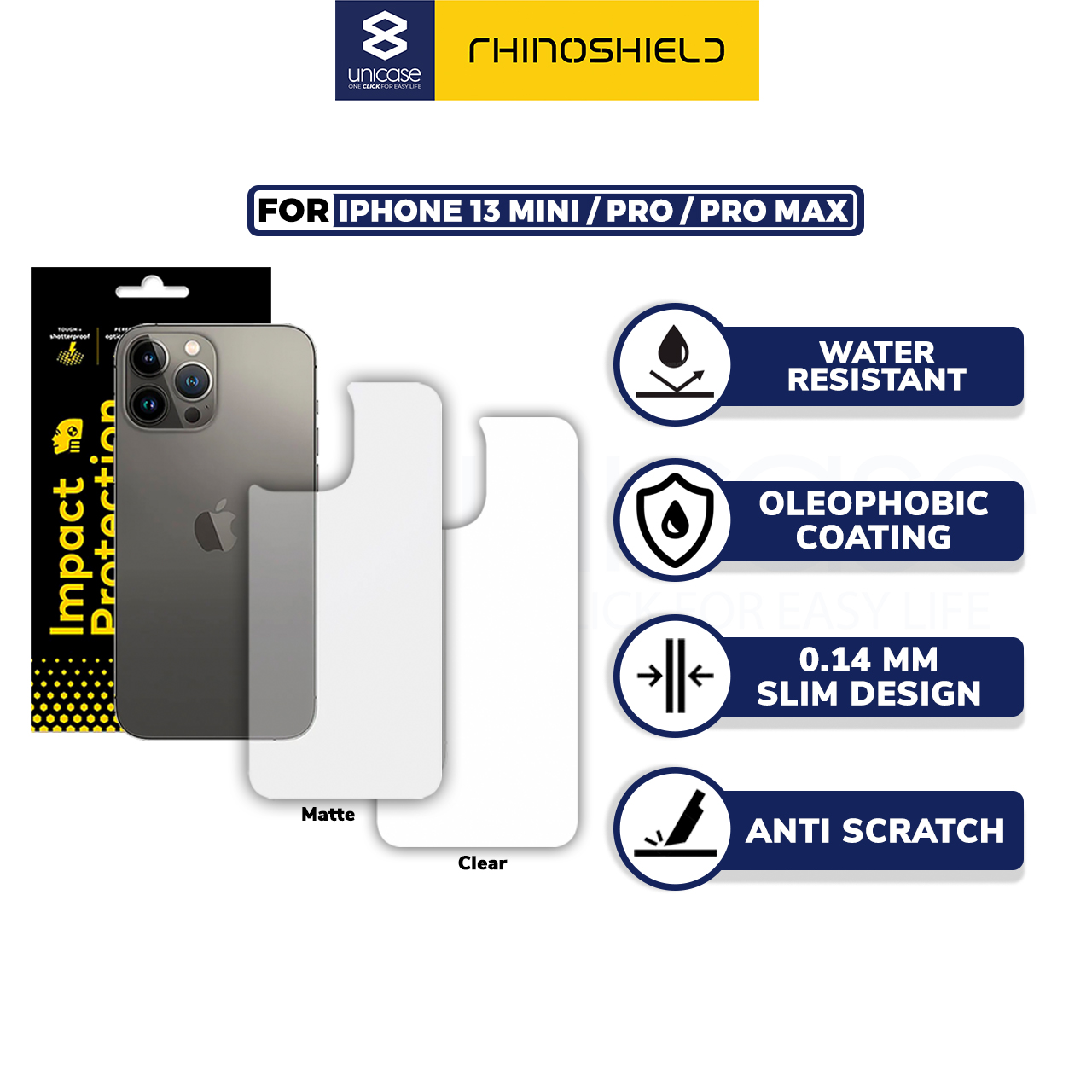 Skin Belakang iPhone 13 Pro Max Mini RhinoShield Back Protector Clear