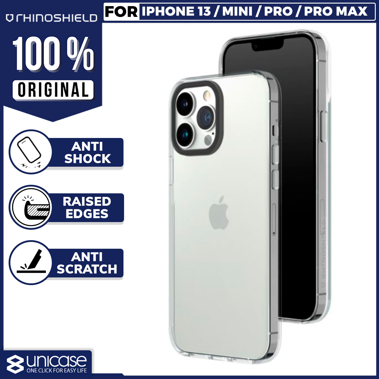 Case iPhone 13 Pro Max Mini RhinoShield Clear Slim Anti Crack Casing