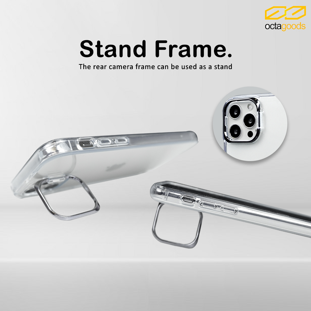 Case iPhone 13 Pro Max Mini Octagoods Camera Frame S Clear Stand Cover