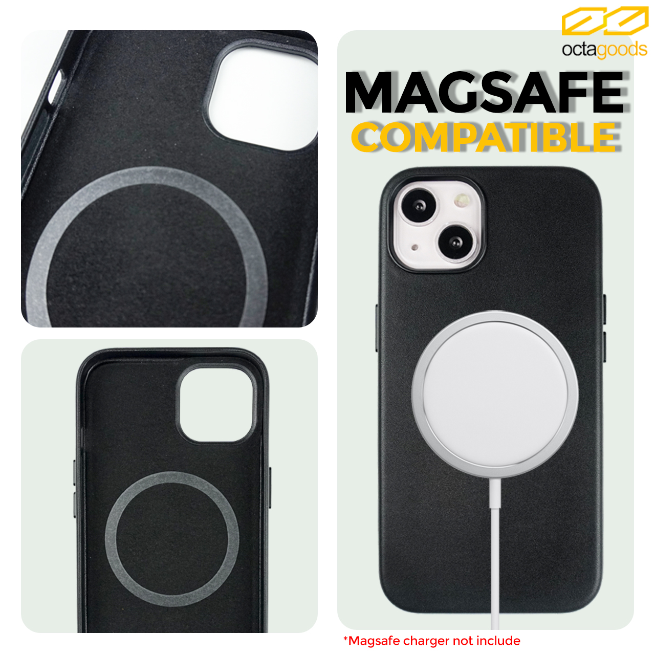 Case iPhone 13 Pro Max Mini Octagoods Leather MagSafe Premium Casing