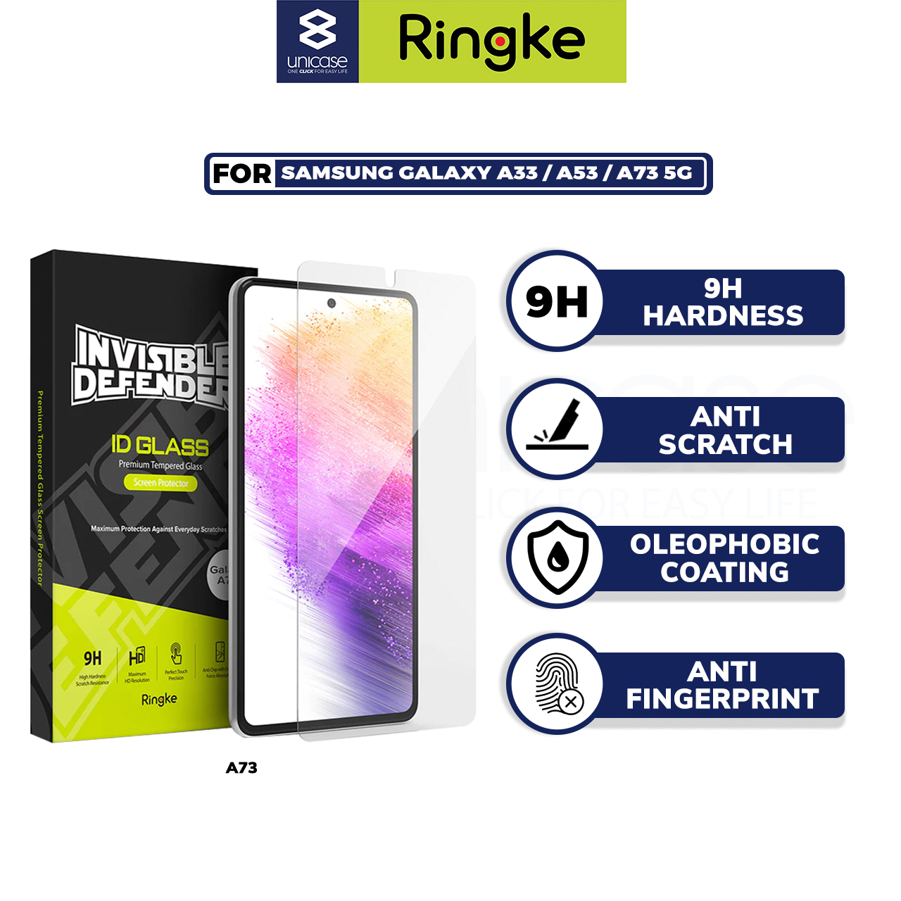 Tempered Glass Samsung Galaxy A73/A53 5G Ringke ID 9H Clear Anti Gores