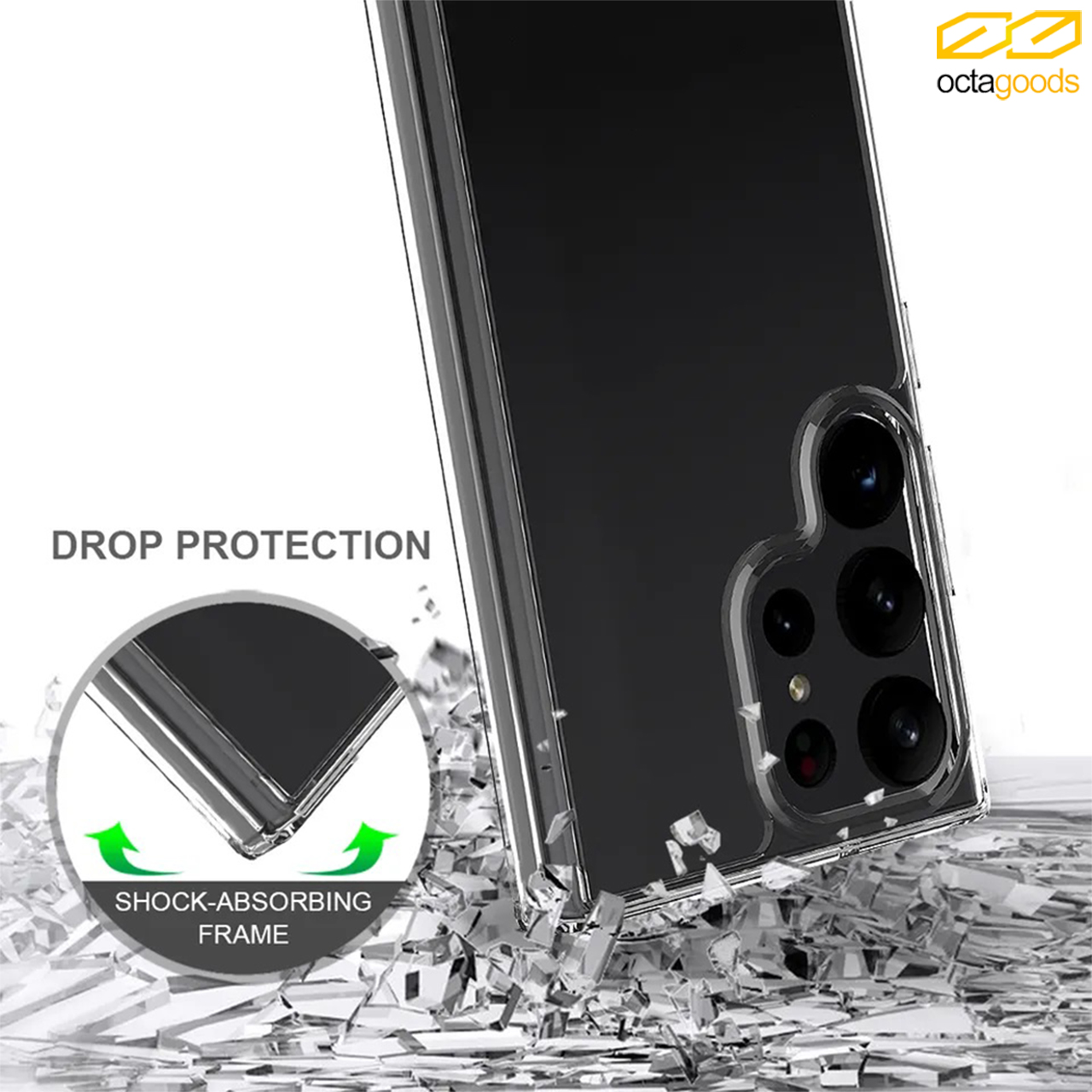 Case Samsung Galaxy S23 Ultra Plus OctaGoods Dual Tough Clear X Casing
