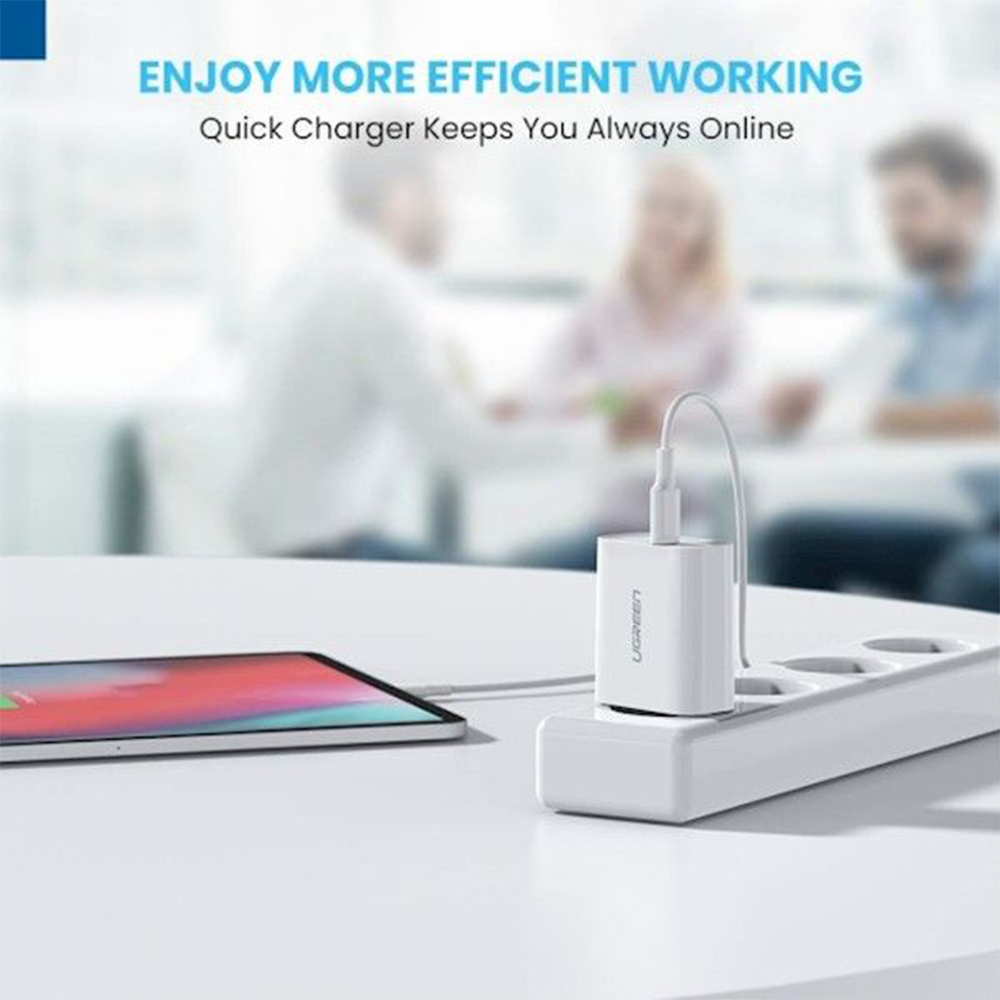UGREEN Wall Charger USB C PD 20W Fast Charger (+ USB C to Lightning MFI Cable) - Black EU CD137 50799-1