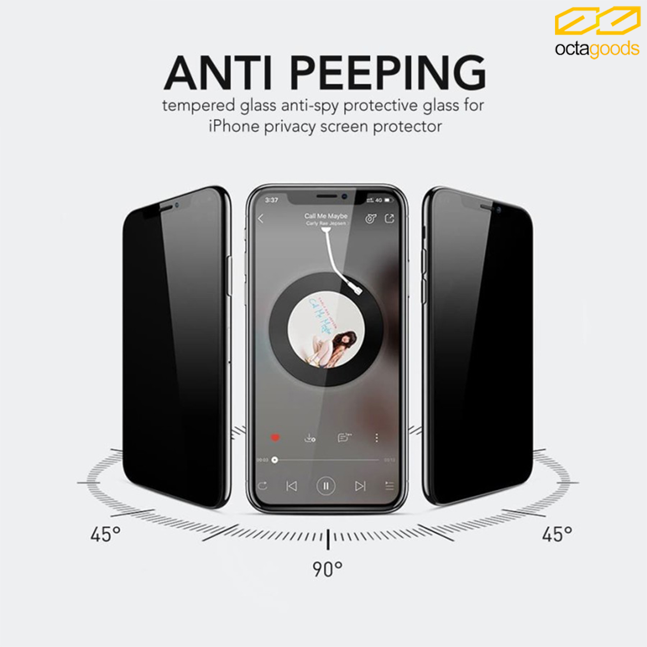 Tempered Glass Anti Spy iPhone 11 Pro Max XS Max XS XR X OCTA Privacy