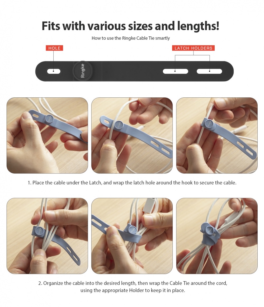 Cable Ties Ringke Silicone Cable Ties Strap Holder Pengikat Kabel