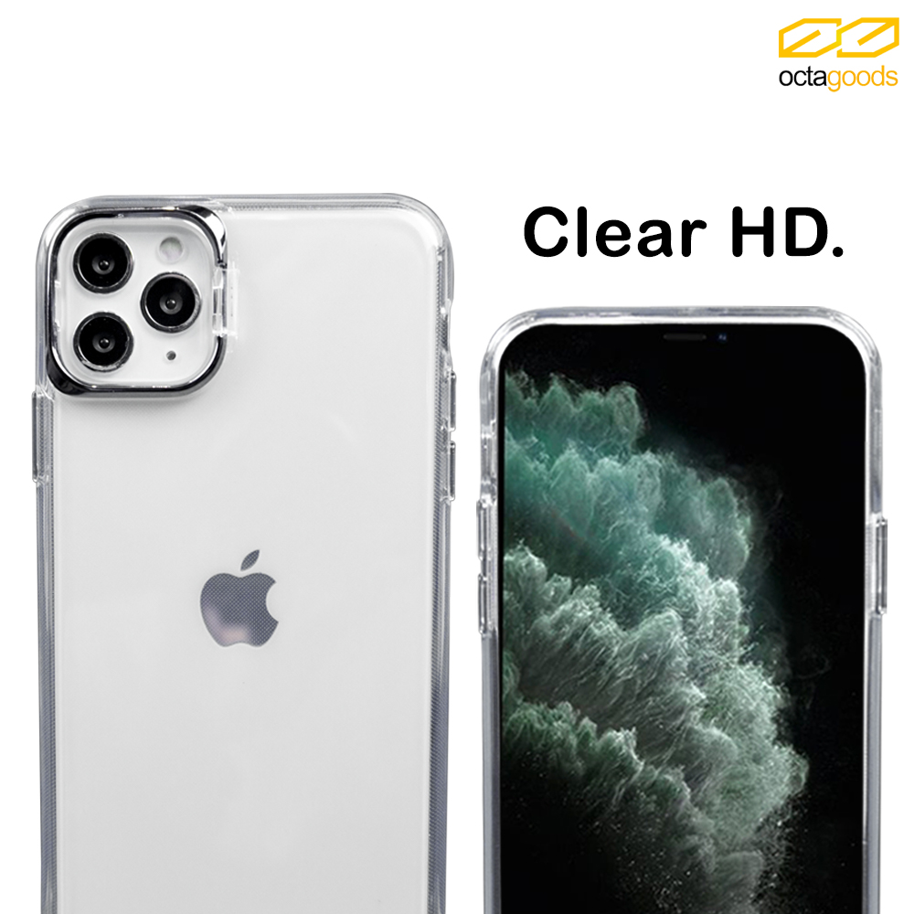 Case iPhone 11 Pro Max Octagoods Camera Frame Cover Stand Clear Casing