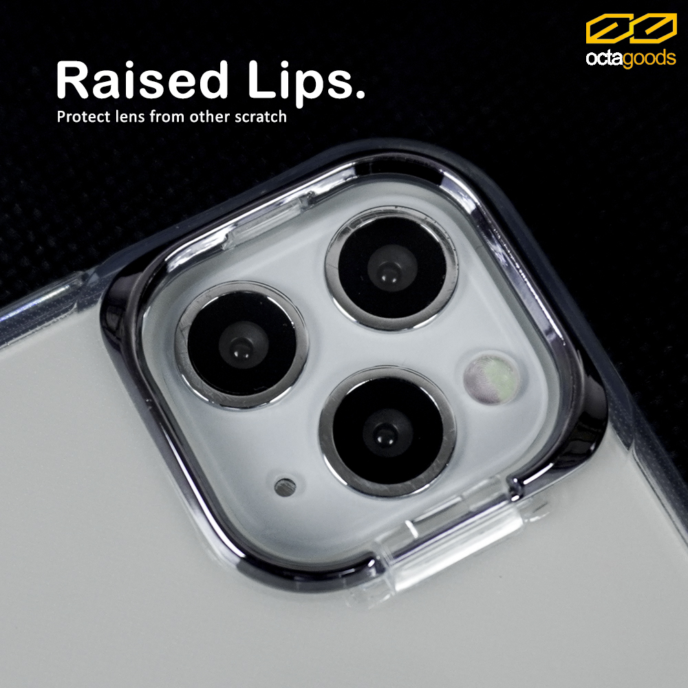 Case iPhone 11 Pro Max Octagoods Camera Frame Cover Stand Clear Casing