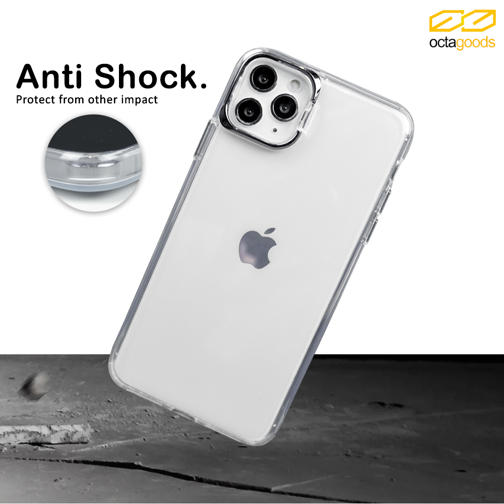 Case iPhone 11 Pro Max Octagoods Camera Frame Cover Stand Clear Casing