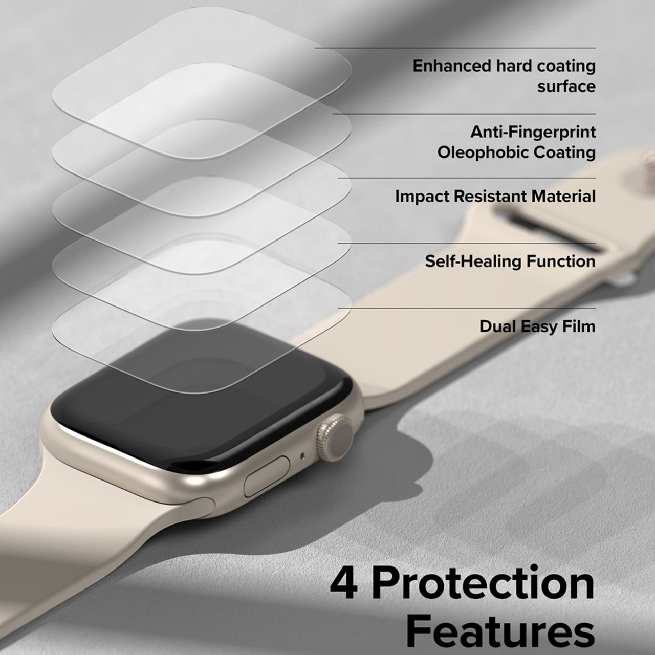 Screen Protector Apple Watch 9/8/7/SE 2 45/44/41/40mm Ringke Dual Easy